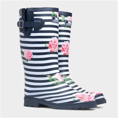 Elena Womens Stripy Floral Multi Welly