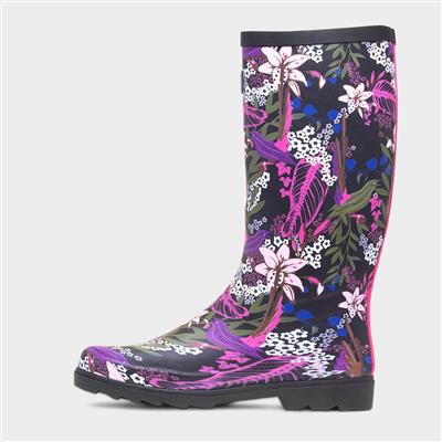 Elena Womens Tropical Floral Multi Welly