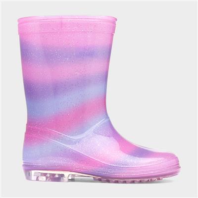 Sleet Girls Multi Rainbow Welly