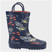 Cotswold Puddle Kids Navy Shark Welly (Click For Details)