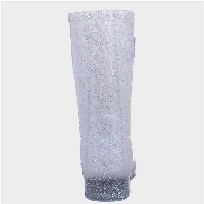 Womens Silver Glitter Welly