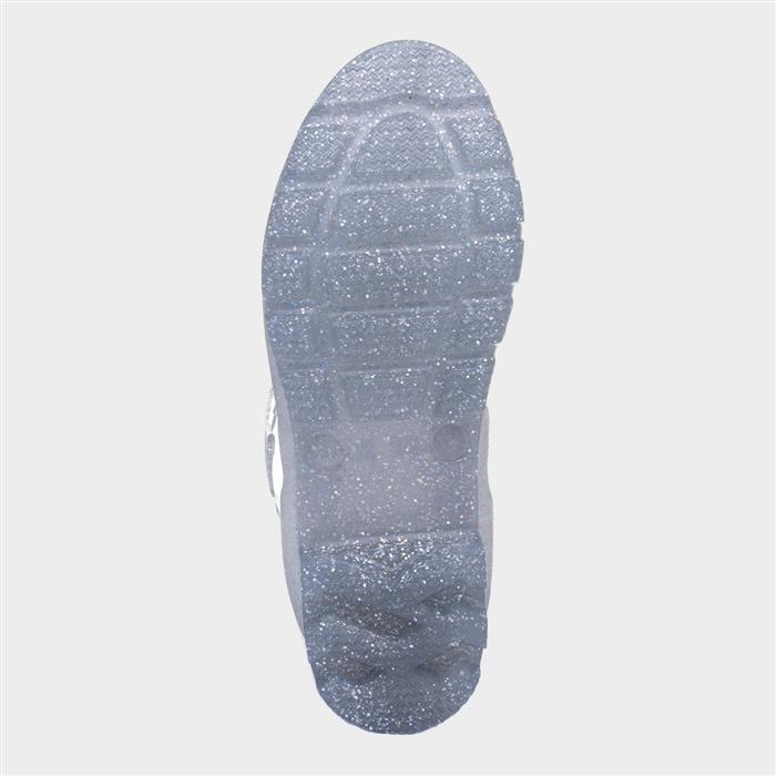 Womens Silver Glitter Welly