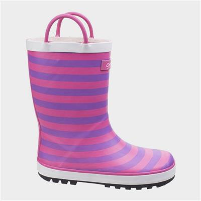 Kids Captain Stripy Welly in Pink