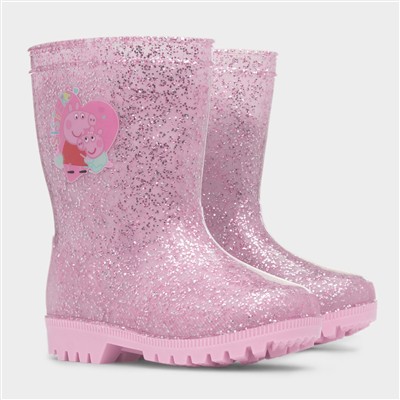 Cutesis Kids Pink Glitter Welly