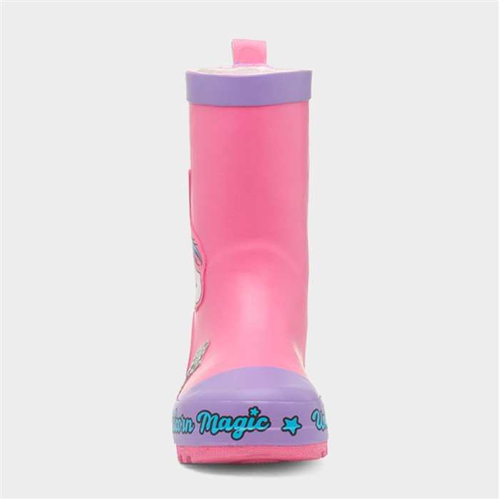 Kids Pink Glitter Stars Welly