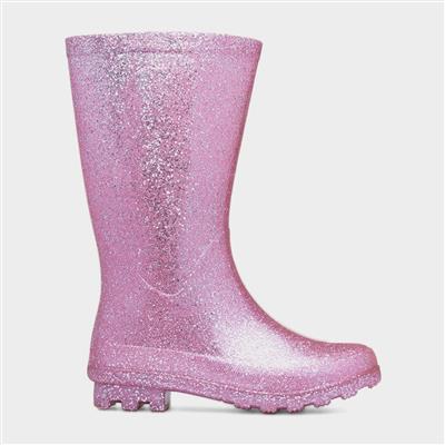 Flurry Girls' Pink Glitter Welly