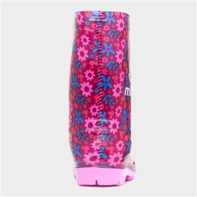 Kids Fuchsia Floral Welly