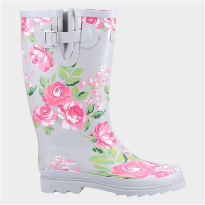 Blossom Womens Grey Floral Welly