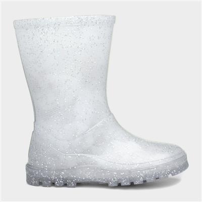 Puddle Kids Silver Glitter Welly