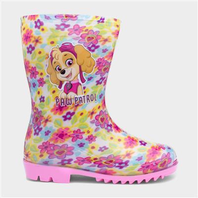 Kids Pink Floral Welly