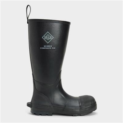 Mudder Tall Mens Black Safety Welly