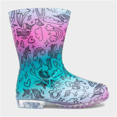 Hail Kids 2 Tone Unicorn Print Welly