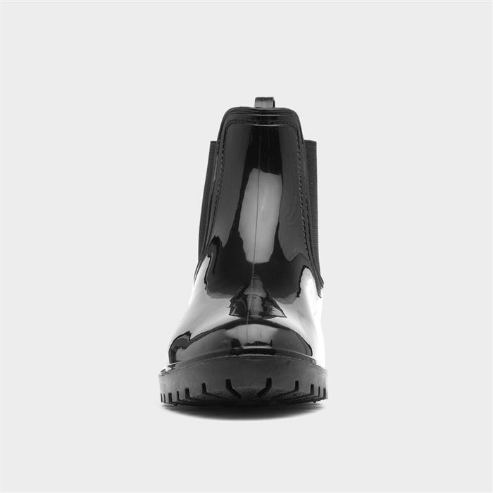Womens Black Patent Chelsea Welly