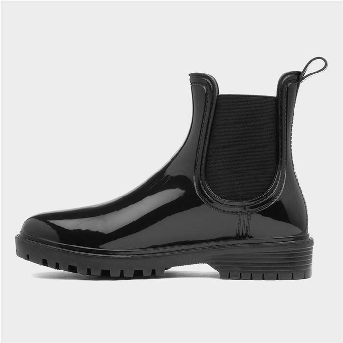 Womens Black Patent Chelsea Welly