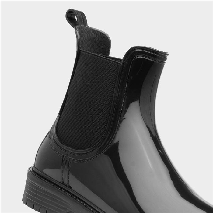 Womens Black Patent Chelsea Welly