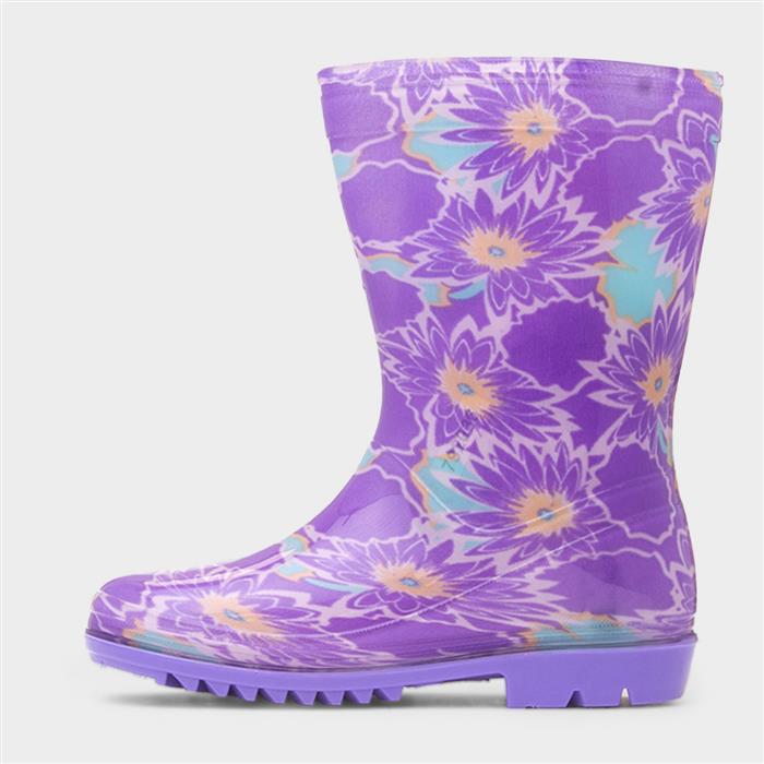 Kids Purple PVC Character Welly