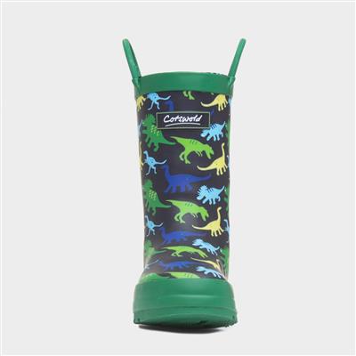 Sprinkle Boys Green Dinosaur Print Welly