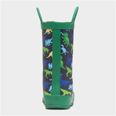 Sprinkle Boys Green Dinosaur Print Welly