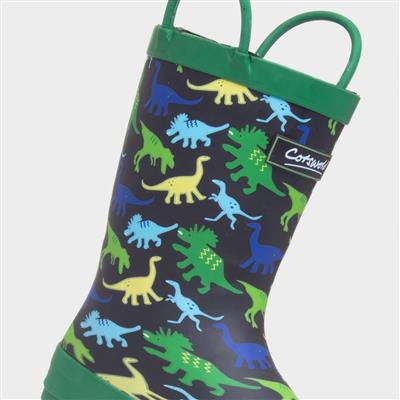 Sprinkle Boys Green Dinosaur Print Welly