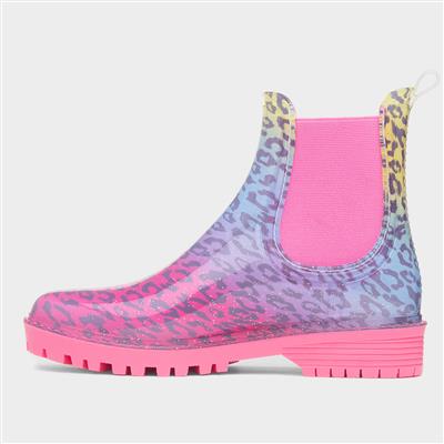 Stormy Girl Multi Leopard Print Ankle Welly