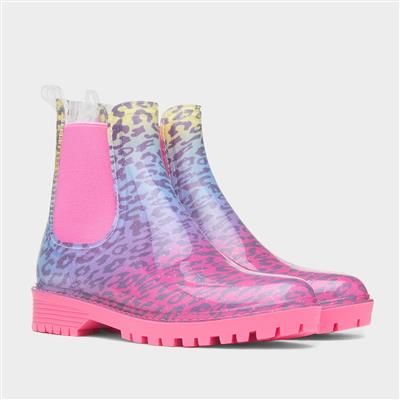 Stormy Girl Multi Leopard Print Ankle Welly