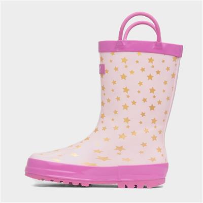Puddle Girls Pink Unicorn Print Welly