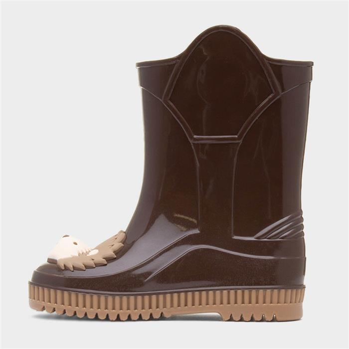 Kids Dark Brown Hedgehog Welly