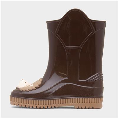 Kids Dark Brown Hedgehog Welly