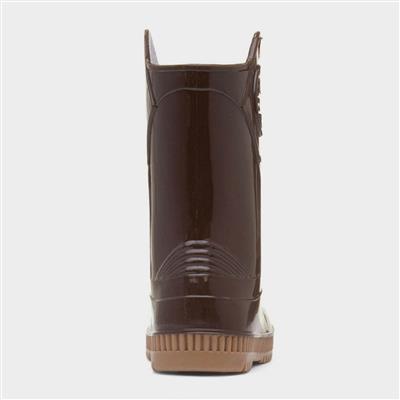 Kids Dark Brown Hedgehog Welly