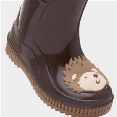 Kids Dark Brown Hedgehog Welly