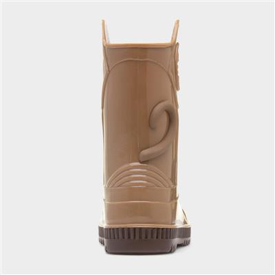Kids Brown Monkey Welly