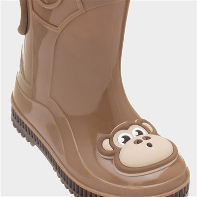Kids Brown Monkey Welly