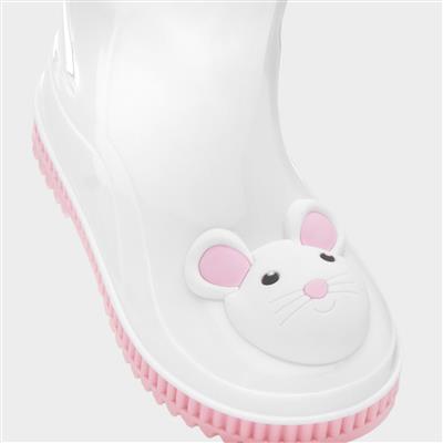 Kids White Mouse Welly