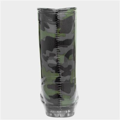 Tide Boys Black & Green Camouflage Welly