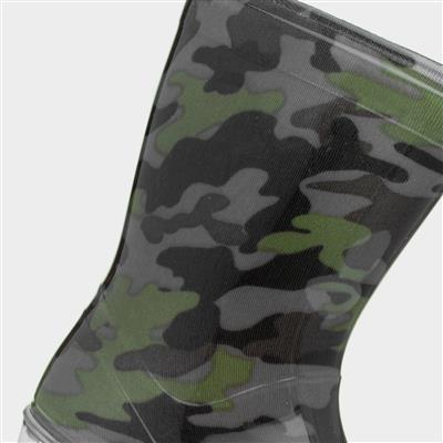 Tide Boys Black & Green Camouflage Welly