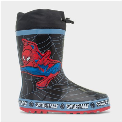 Kids Black Faux Fur Lined Welly