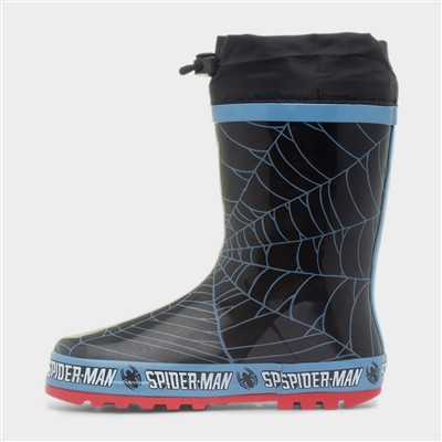 Kids Black Faux Fur Lined Welly