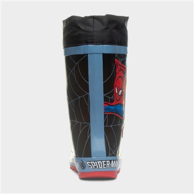 Kids Black Faux Fur Lined Welly