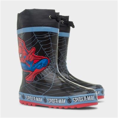 Kids Black Faux Fur Lined Welly