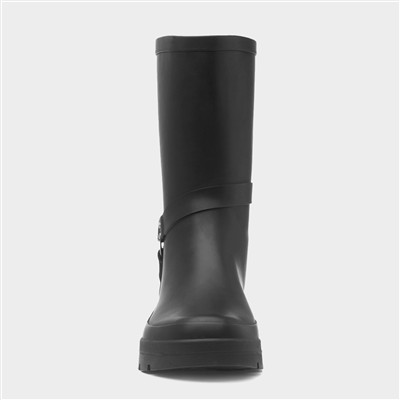 Womens Black Biker Welly