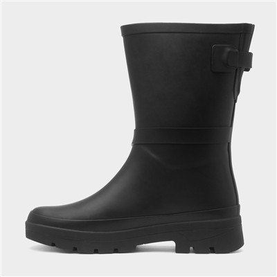 Womens Black Biker Welly