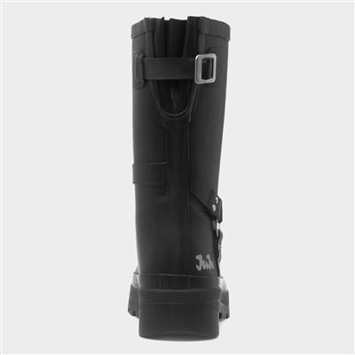 Womens Black Biker Welly