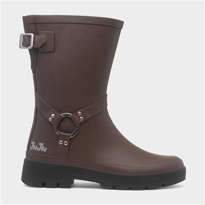 Womens Brown Biker Welly