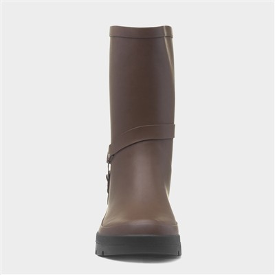 Womens Brown Biker Welly