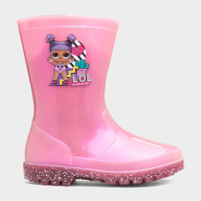 Surprise Girls Pink Glitter Character Welly