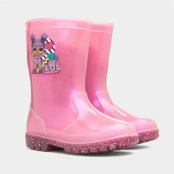 Surprise Girls Pink Glitter Character Welly