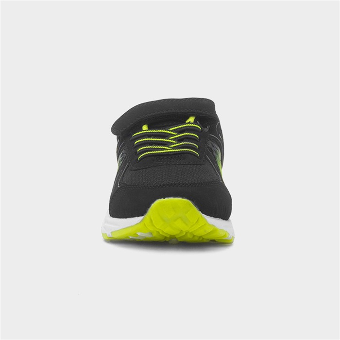 Kids Black & Lime Green Easy Fasten Trainer