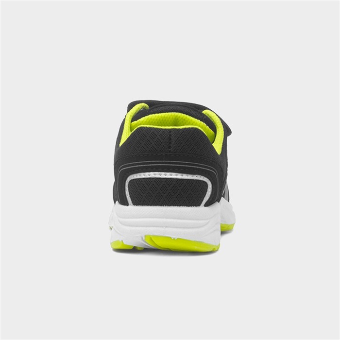Kids Black & Lime Green Easy Fasten Trainer