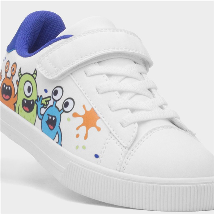 Kids White Easy Fasten Monster Trainer