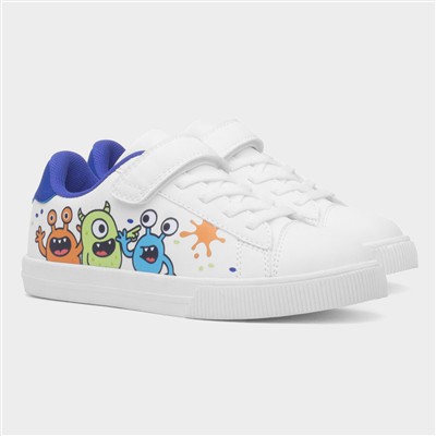 Kids White Easy Fasten Monster Trainer